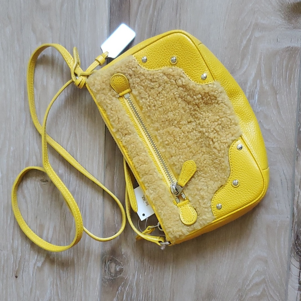 NWT Coach Yellow Studded Rhyder Shearling Crossbody
